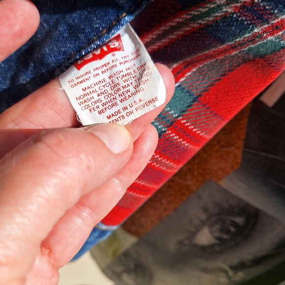 RARE vintage Levi's flannel blanket lined jean jacket size XL - Picture 10 of 12